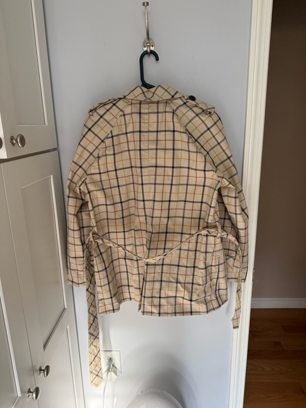 Coach F83728 Tattersall Plaid Belted Short Trench Coat - Picture 6 of 11